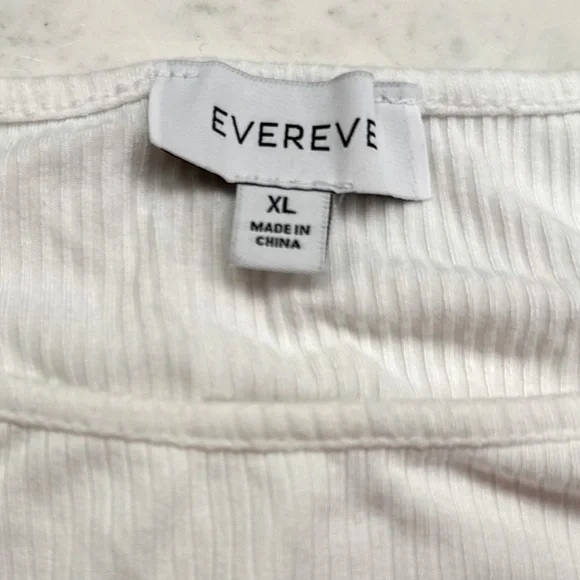 Evereve Eyelet Sleeve Shirt Ribbed Logan Tee Women’s Sz XL White Ruffle Lace EUC - Picture 7 of 8